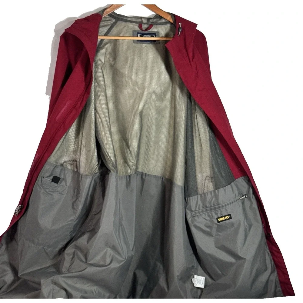 Lands' End Gore-Tex Squall Rain‎ Coat Men's L Hood Jacket Zipper Vintage Red